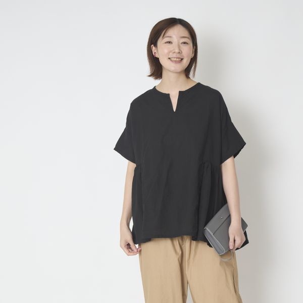 タグ付き新品 ハウスオブロータス カディサイドギャザーブラウス C.P.KOO/カディサイドギャザーブラウス -真夏に着たい、薄手で涼しい